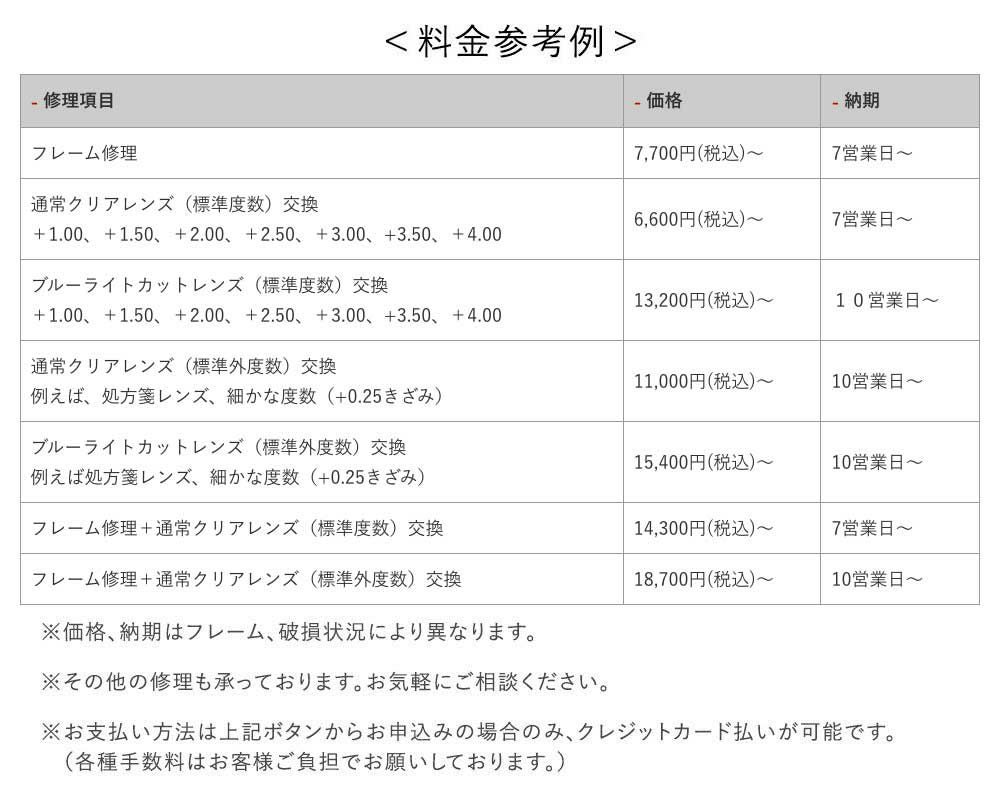料金表