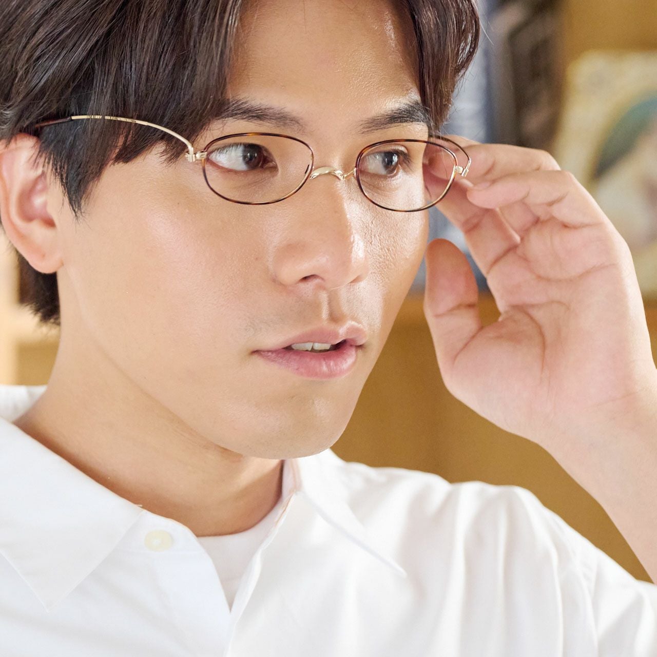 老眼鏡・チタン製］ペーパーグラスT 七宝 PM006オーバル（ゴールド