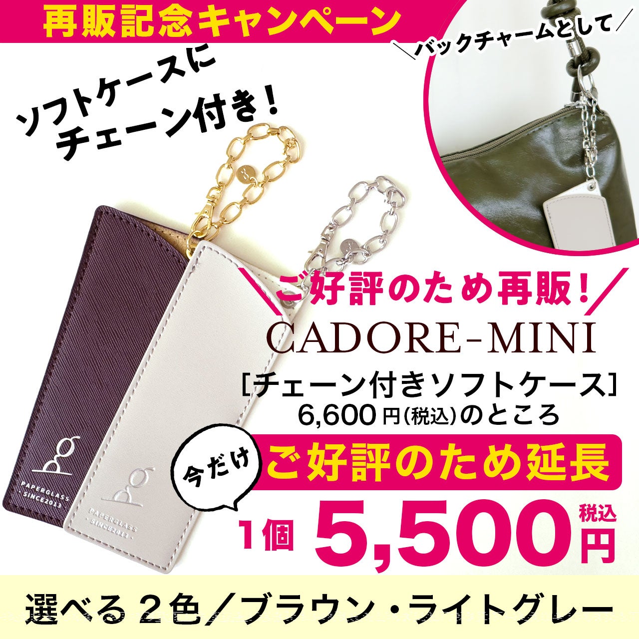 ペーパーグラス 美品 専用ケース付き ご好評につき再販】カラビナ／チェーン 付きケース オプション＆単品